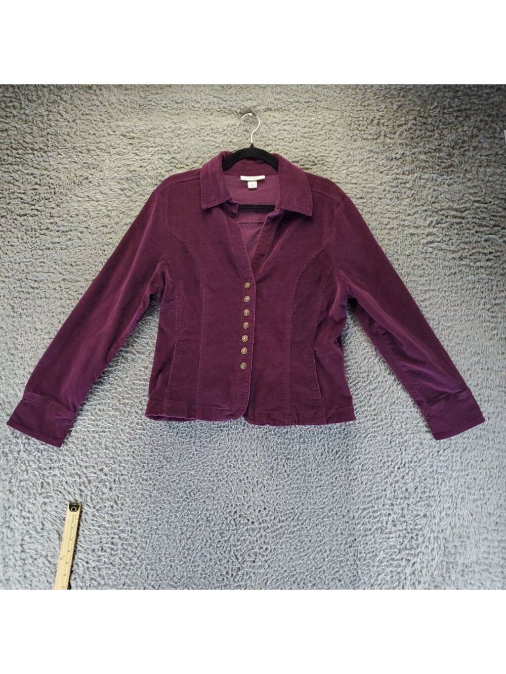 Dressbarn Jacket Womens Large Burgungy Red Corduroy Button-Down *Read*